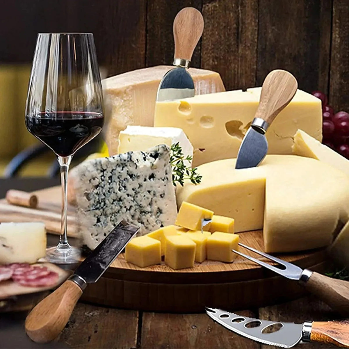 Round Acacia Cheese Board with Knife Drawer - view 2