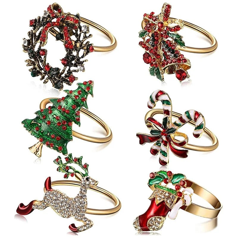 Christmas Napkin Rings, Set of 6