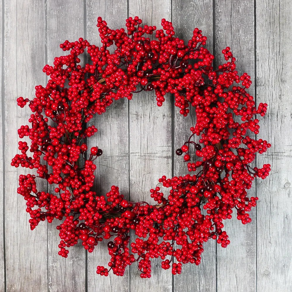 Cypress and Red Berry Front Door Wreath, 18 Inch - view 3