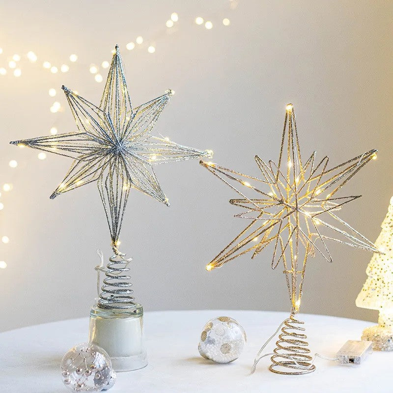 Gold Wire Star Tree Topper with Lights - view 3