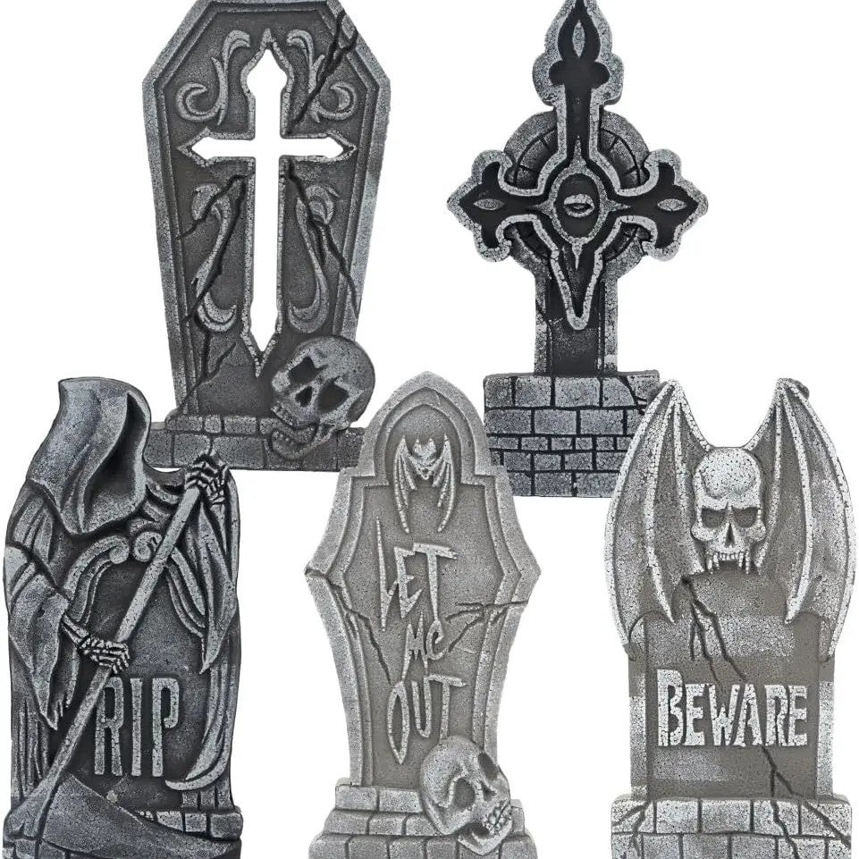 Foam Graveyard Tombstones, 5-Pack