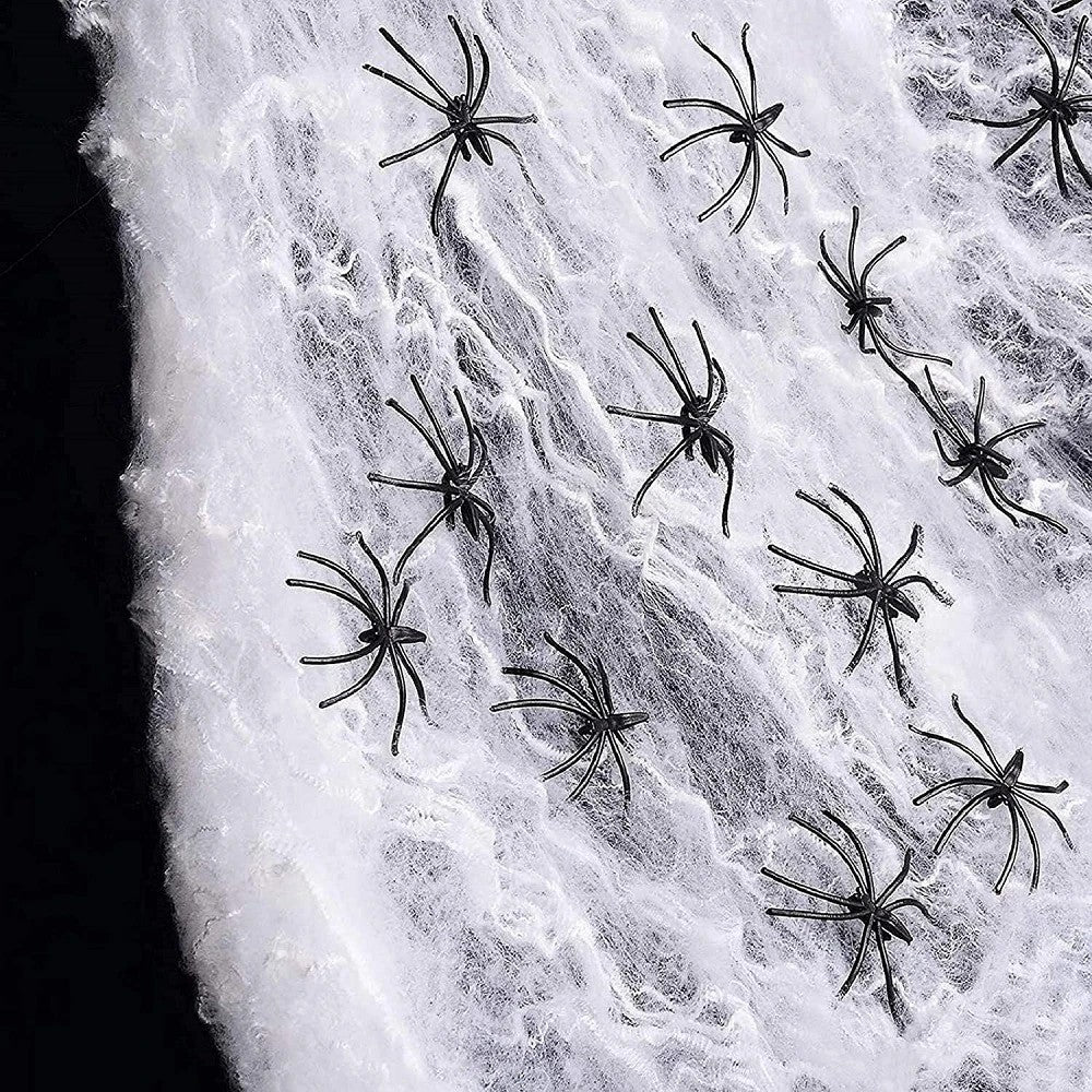 Stretchy Spider Web Decor with Fake Spiders - view 3