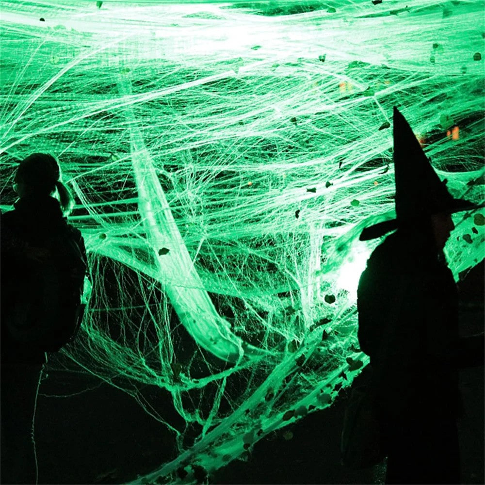 Stretchy Spider Web Decor with Fake Spiders - view 4