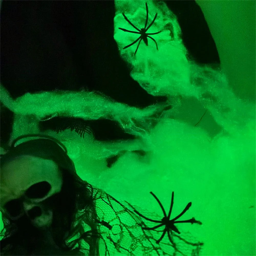 Stretchy Spider Web Decor with Fake Spiders - view 5