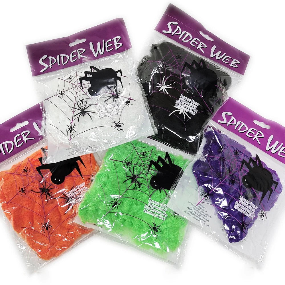 Stretchy Spider Web Decor with Fake Spiders - view 6