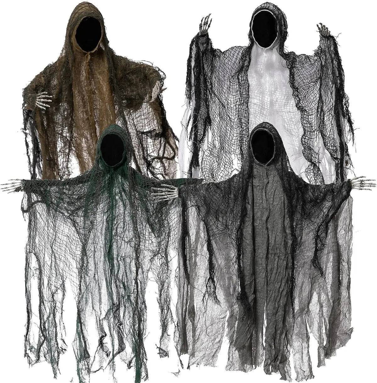 Faceless Hanging Ghosts, 4-Pack