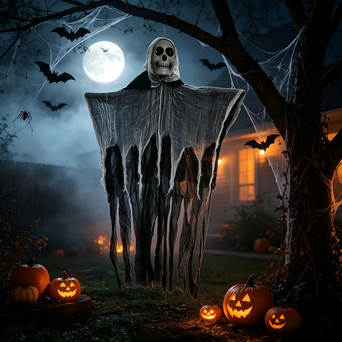Hanging Skull Ghosts, 2-Pack