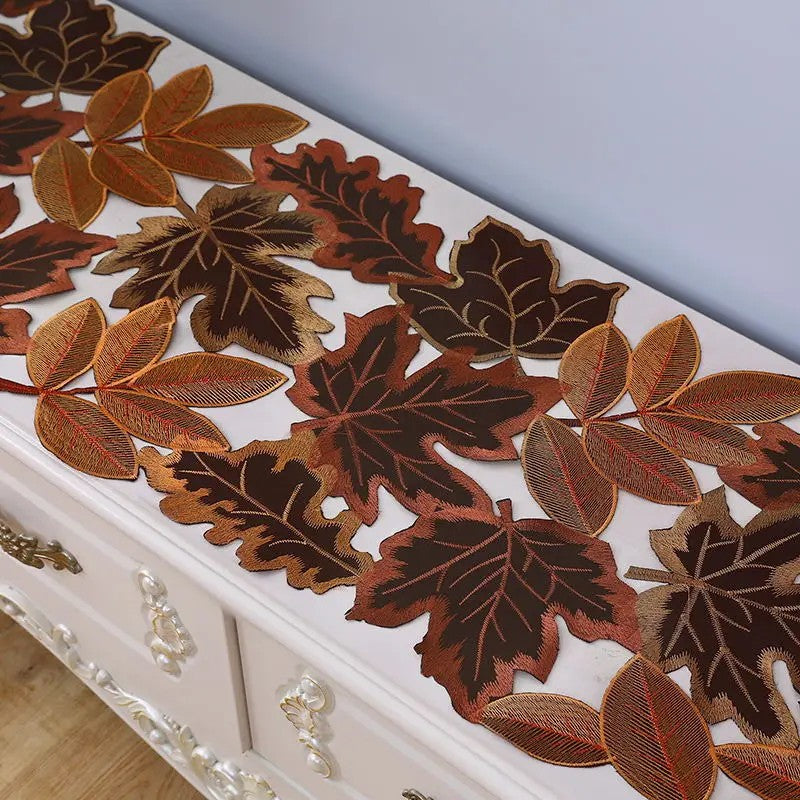 Maple Leaf Cutwork Table Runner