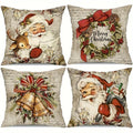 Vintage Santa Pillow Covers, Set of 4