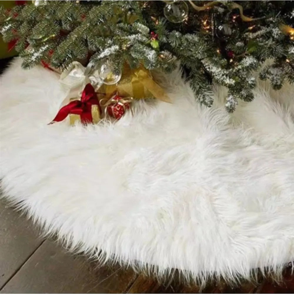 White Plush Christmas Tree Skirt, 30 Inch - view 2