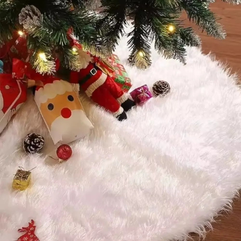 White Plush Christmas Tree Skirt, 30 Inch - view 3